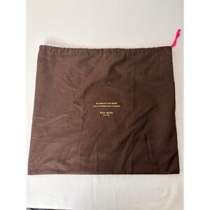 Kate Spade New York Brown Dust Bag Coral Lipstick Quote Pink Drawstring 19x16